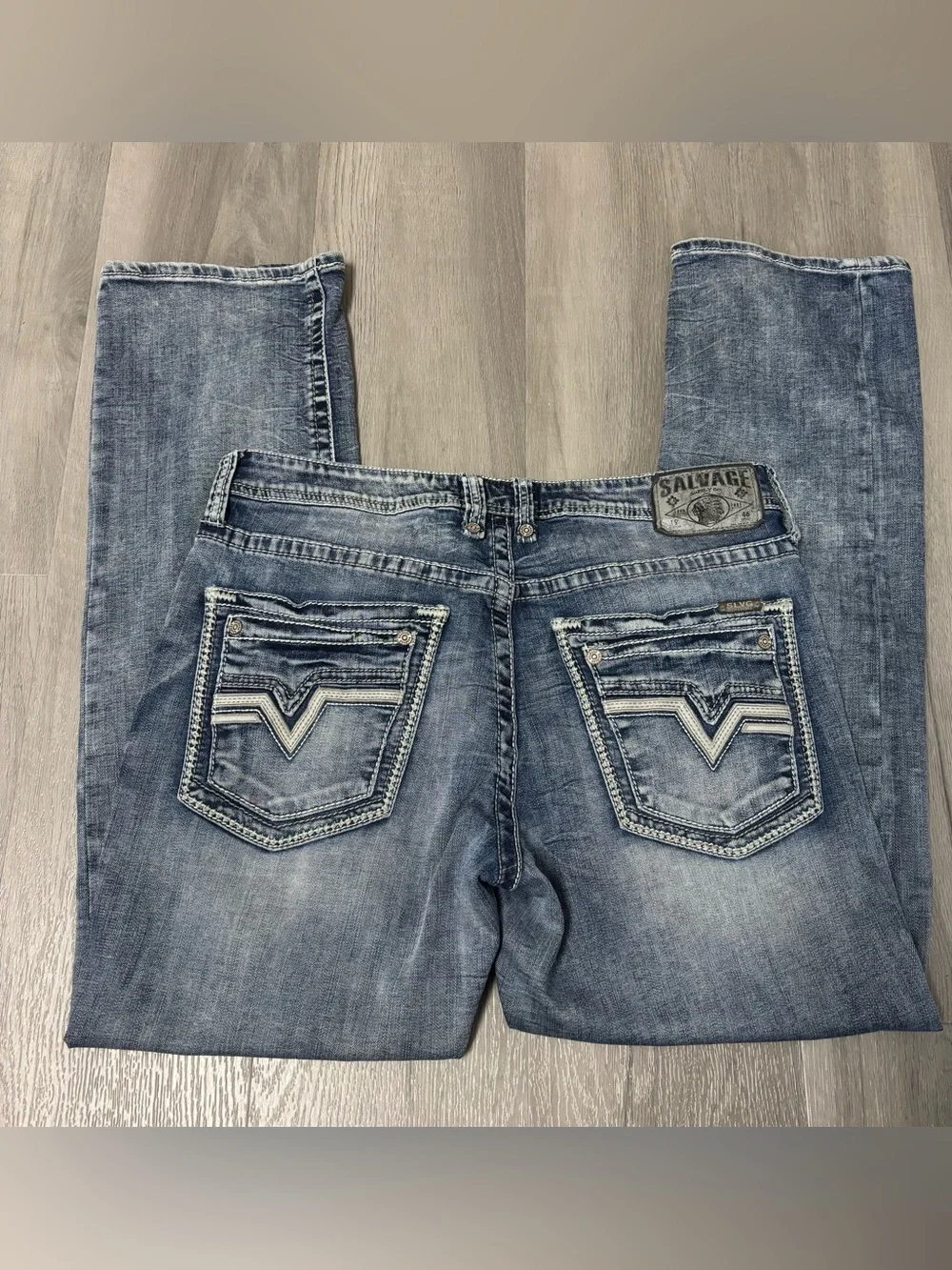 Salvage Buckle Exclusive Mayhem Straight Regular Fit Faded Blue Men’s Jeans 33R